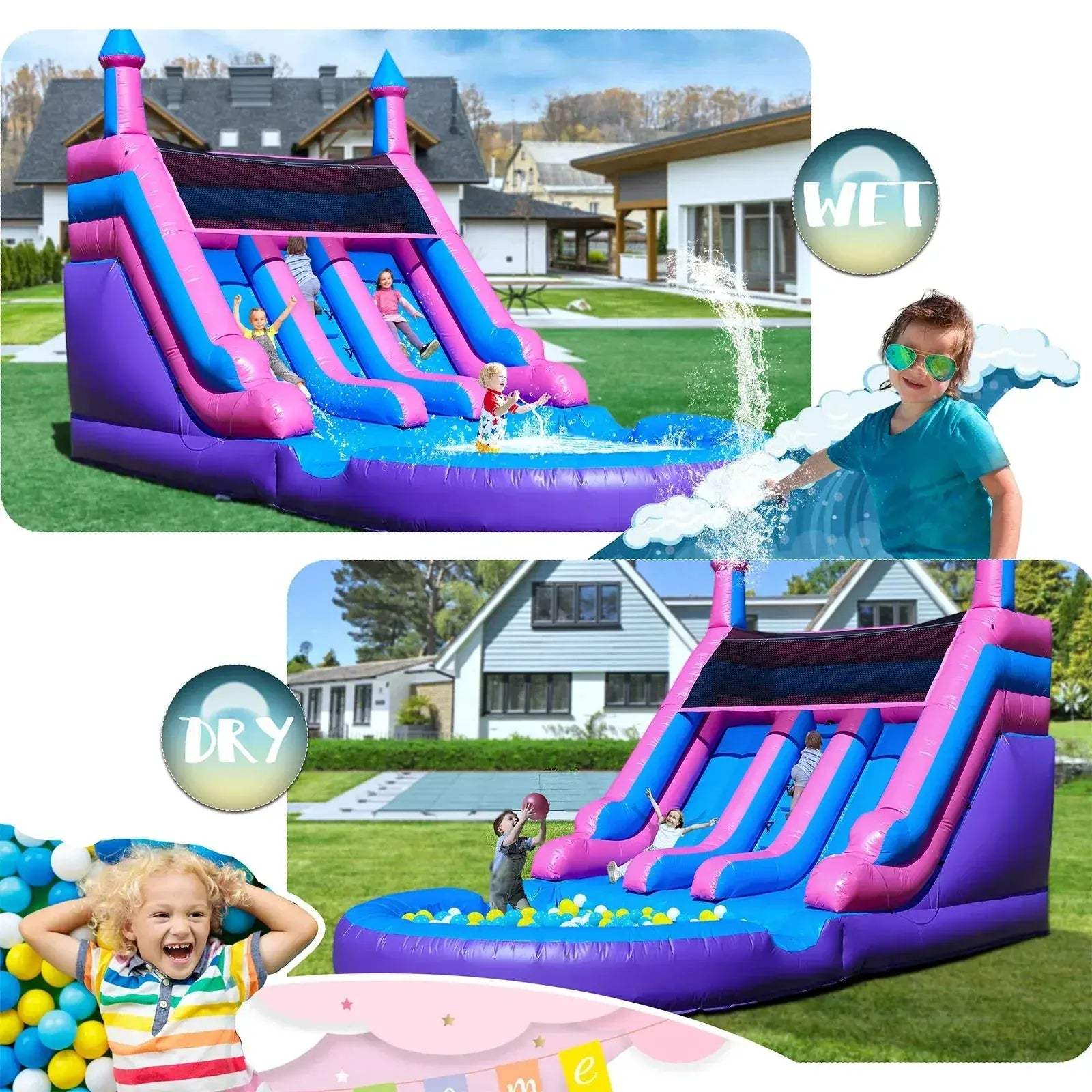 Commercial Inflatable Double Water Slide 6.4m With Blower For Kids - ToylandEU