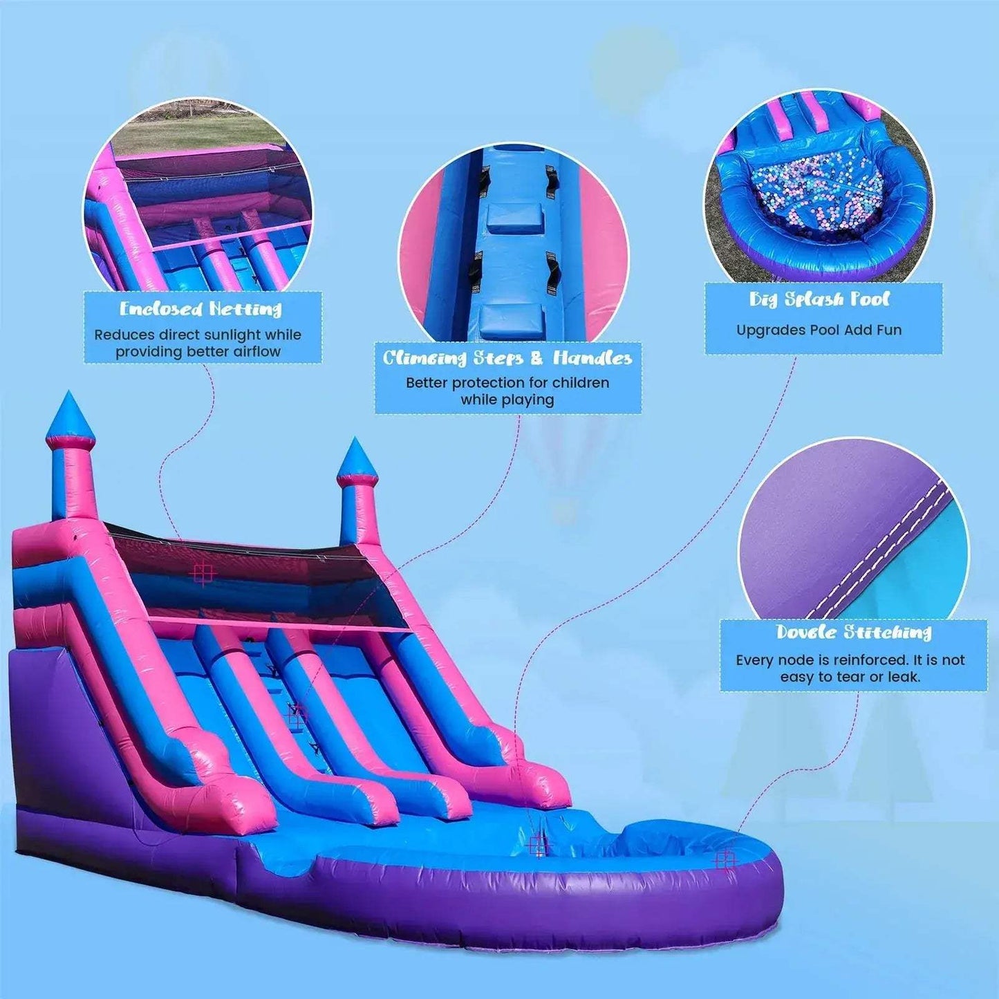 Commercial Inflatable Double Water Slide 6.4m With Blower For Kids - ToylandEU