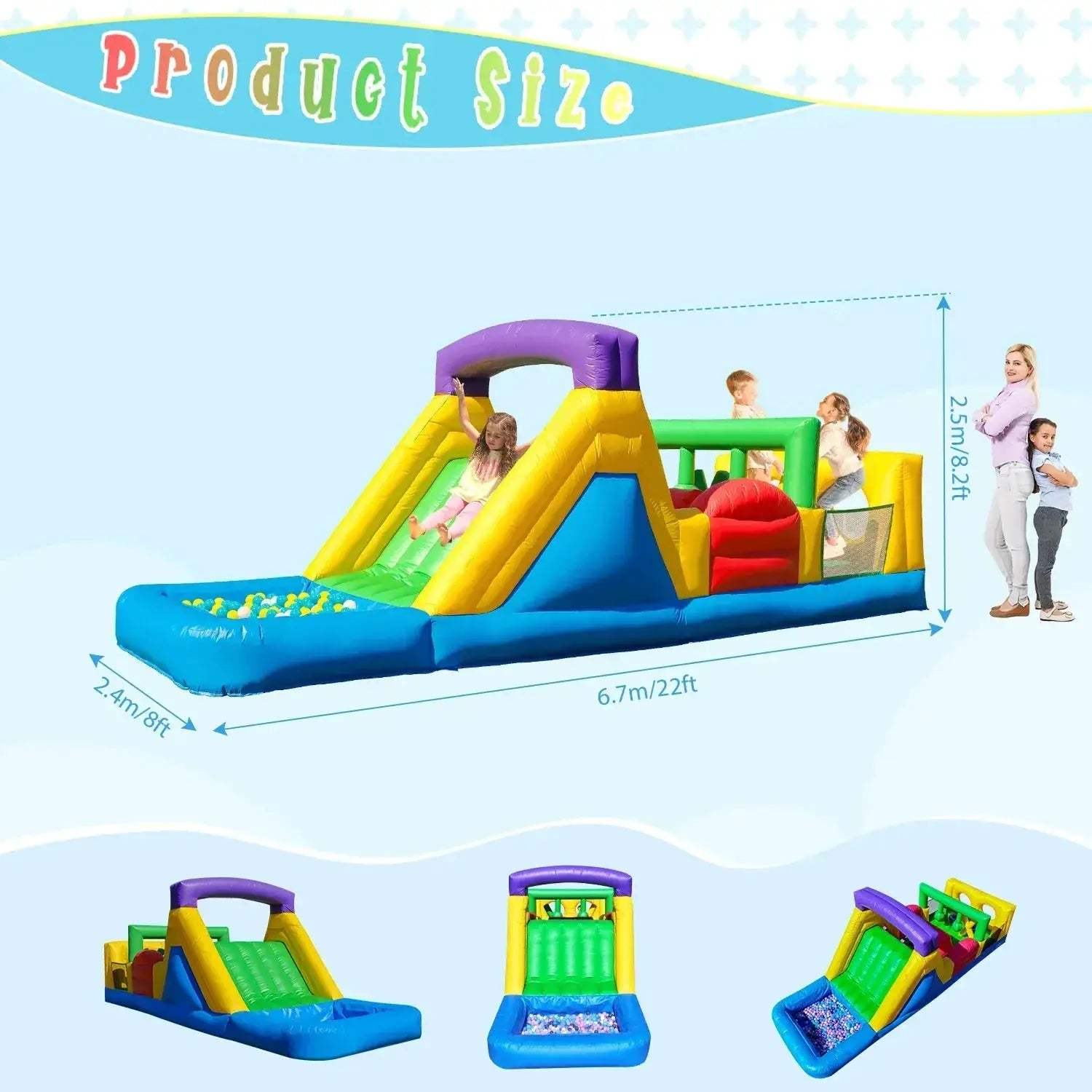 Commercial Inflatable Obstacle Course Bouncy Castle With Blower - ToylandEU