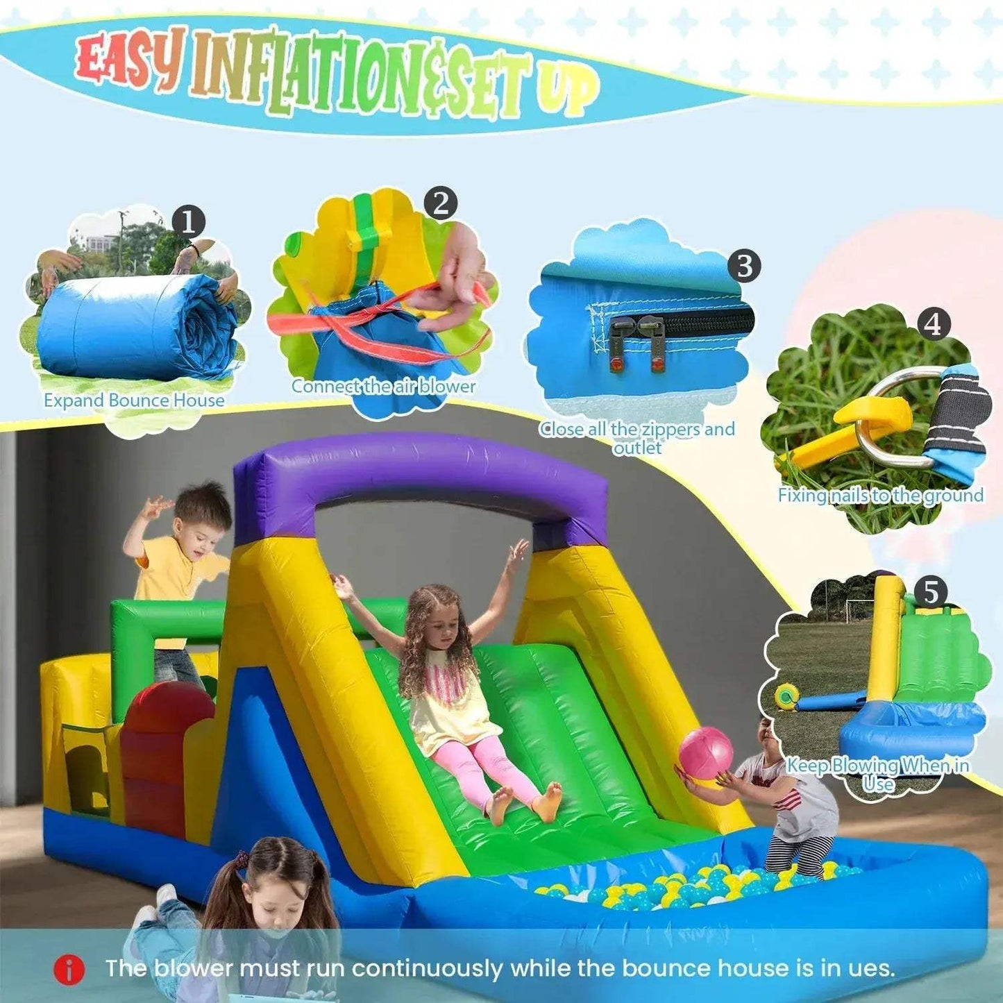 Commercial Inflatable Obstacle Course Bouncy Castle With Blower - ToylandEU