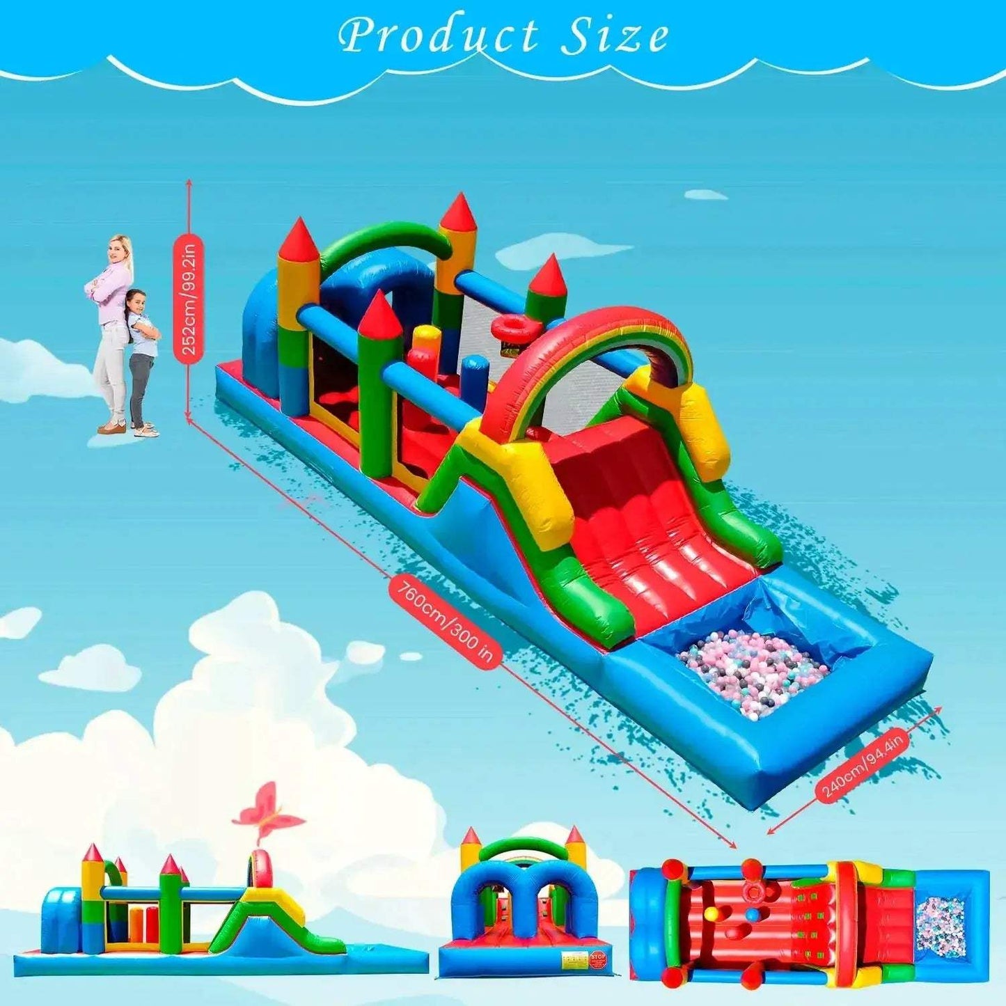 Commercial Inflatable Obstacle Course With Dual Racing Slides - ToylandEU