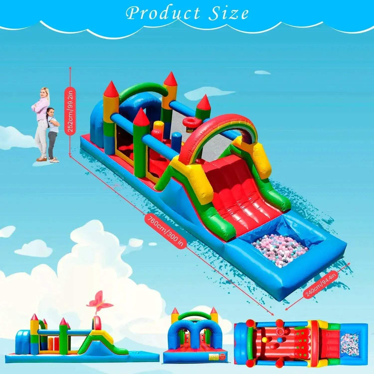 Commercial Inflatable Obstacle Course With Dual Racing Slides - ToylandEU