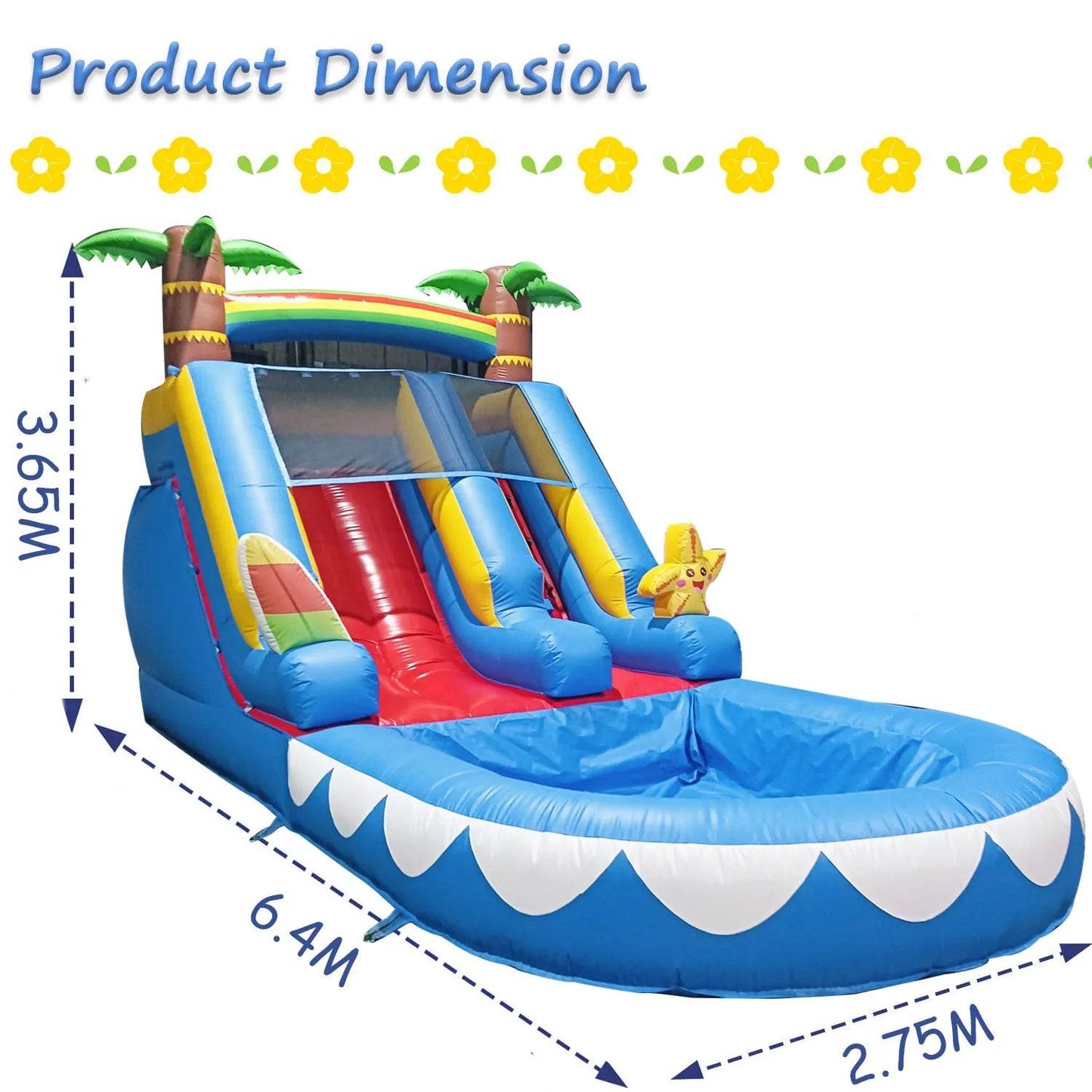 Commercial Inflatable Starfish Water Slide PVC Material Bounce House 21ft - ToylandEU