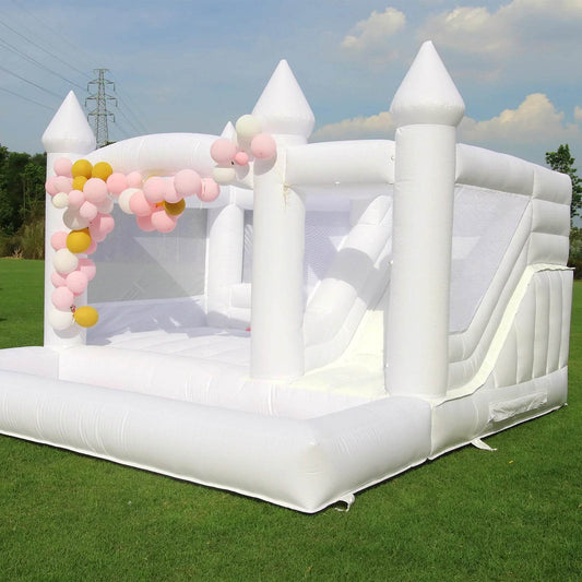 Commercial Inflatable White Bounce House with Slide and Ball Pit - ToylandEU