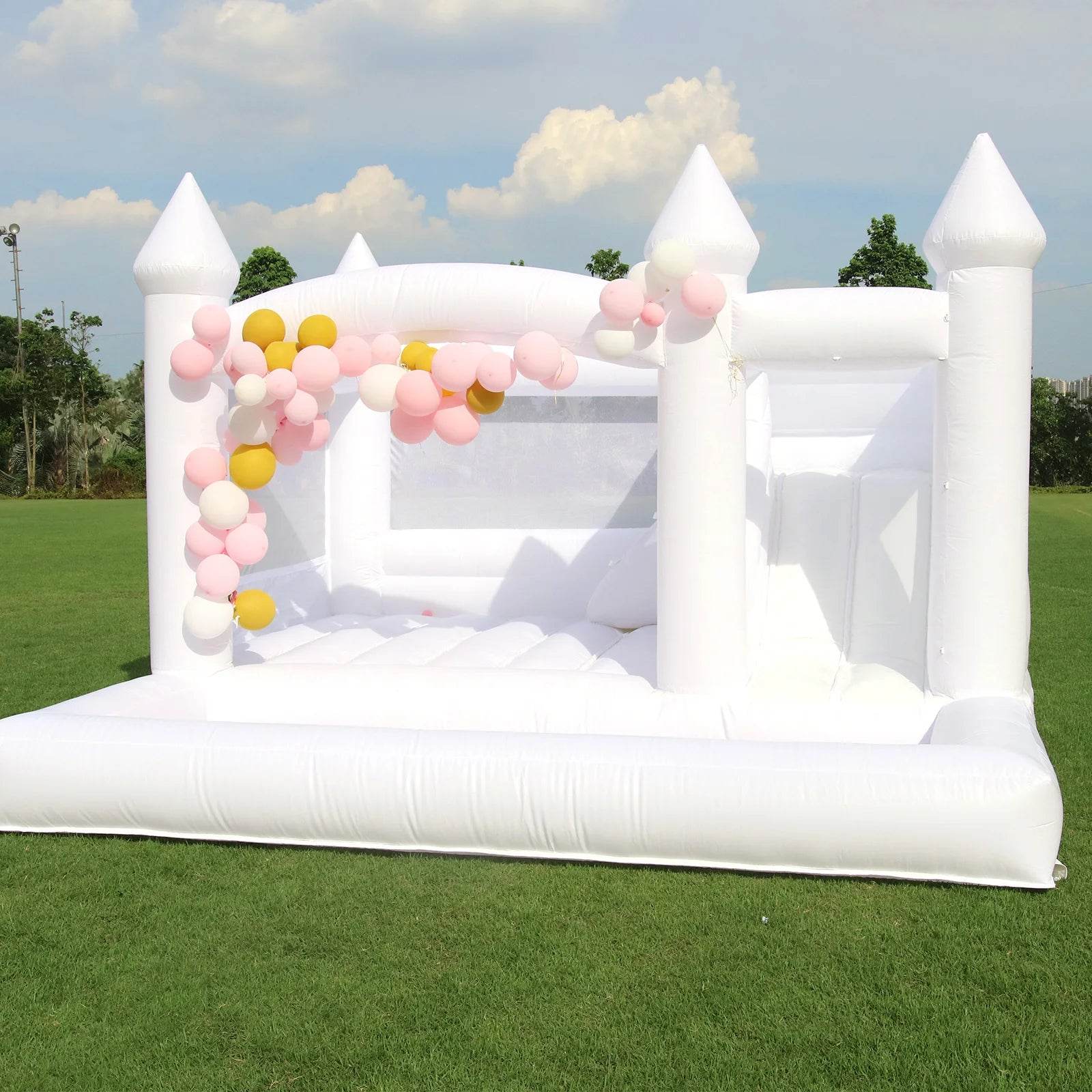 Commercial Inflatable White Bounce House with Slide and Ball Pit - ToylandEU