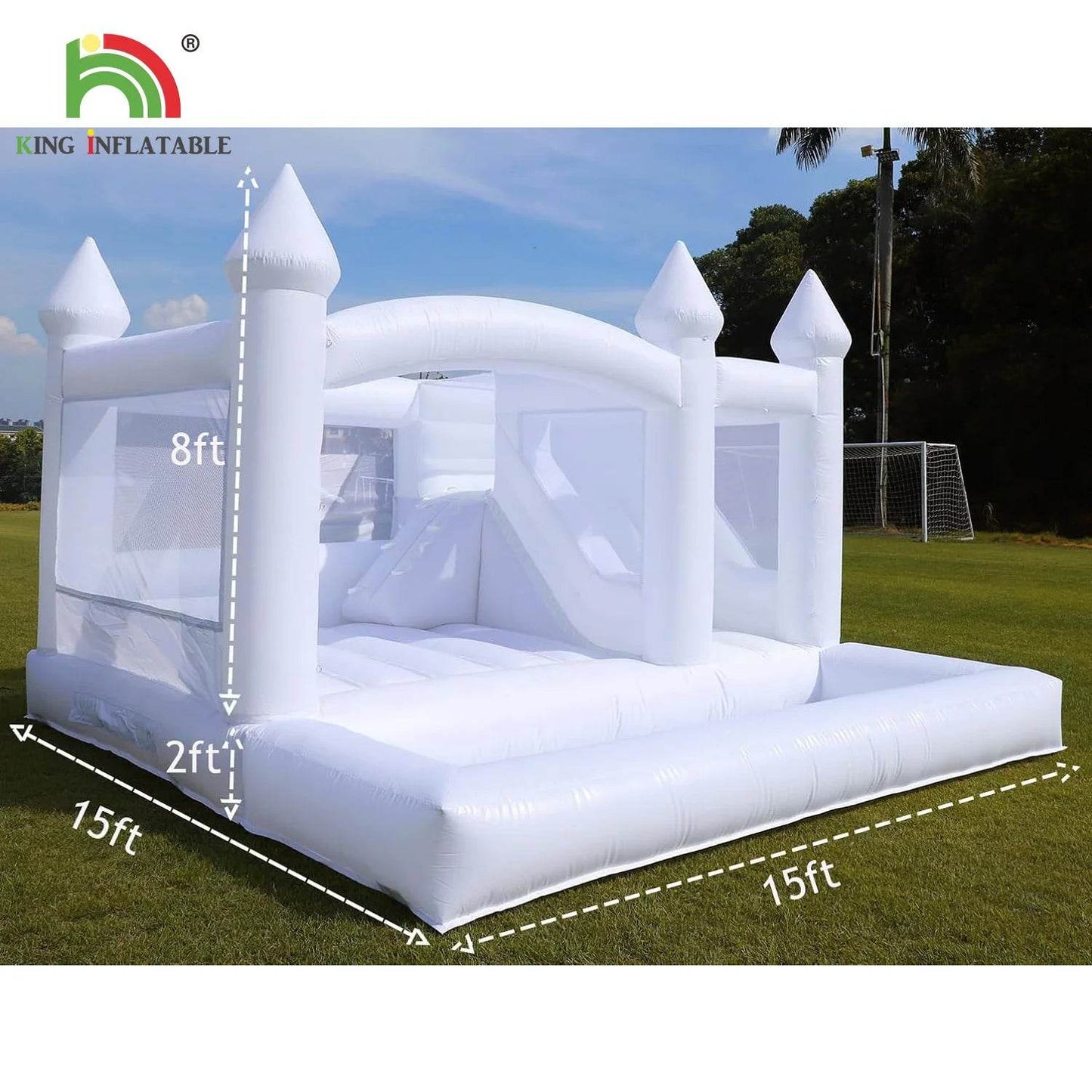 Commercial Inflatable White Bounce House with Slide and Ball Pit - ToylandEU