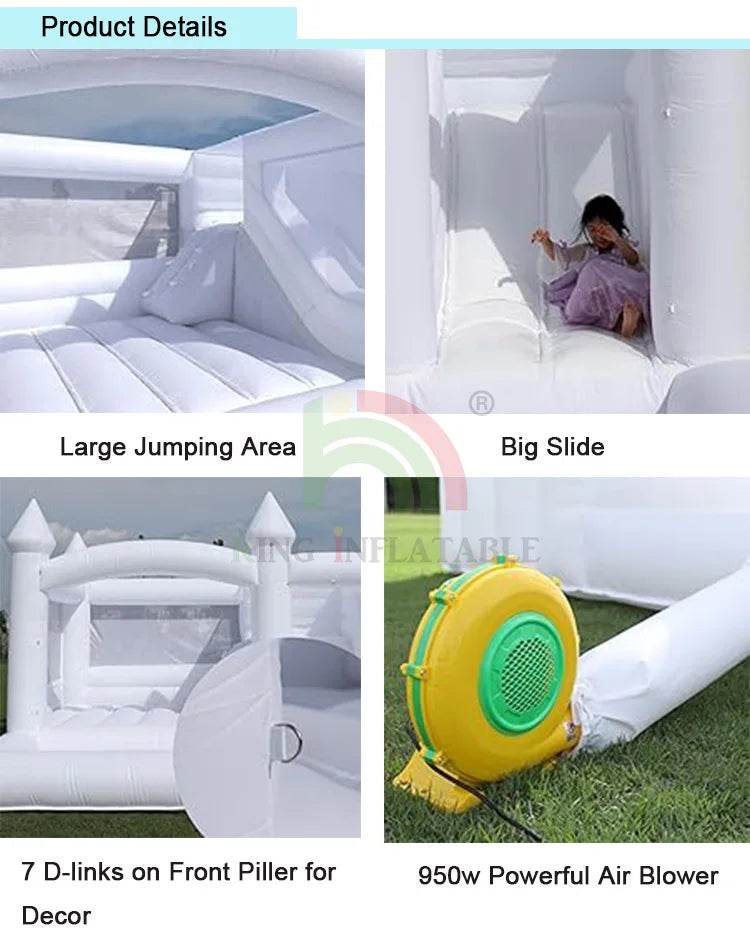 Commercial Inflatable White Bounce House with Slide and Ball Pit - ToylandEU