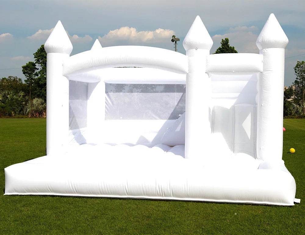 Commercial Inflatable White Bounce House with Slide and Ball Pit - ToylandEU