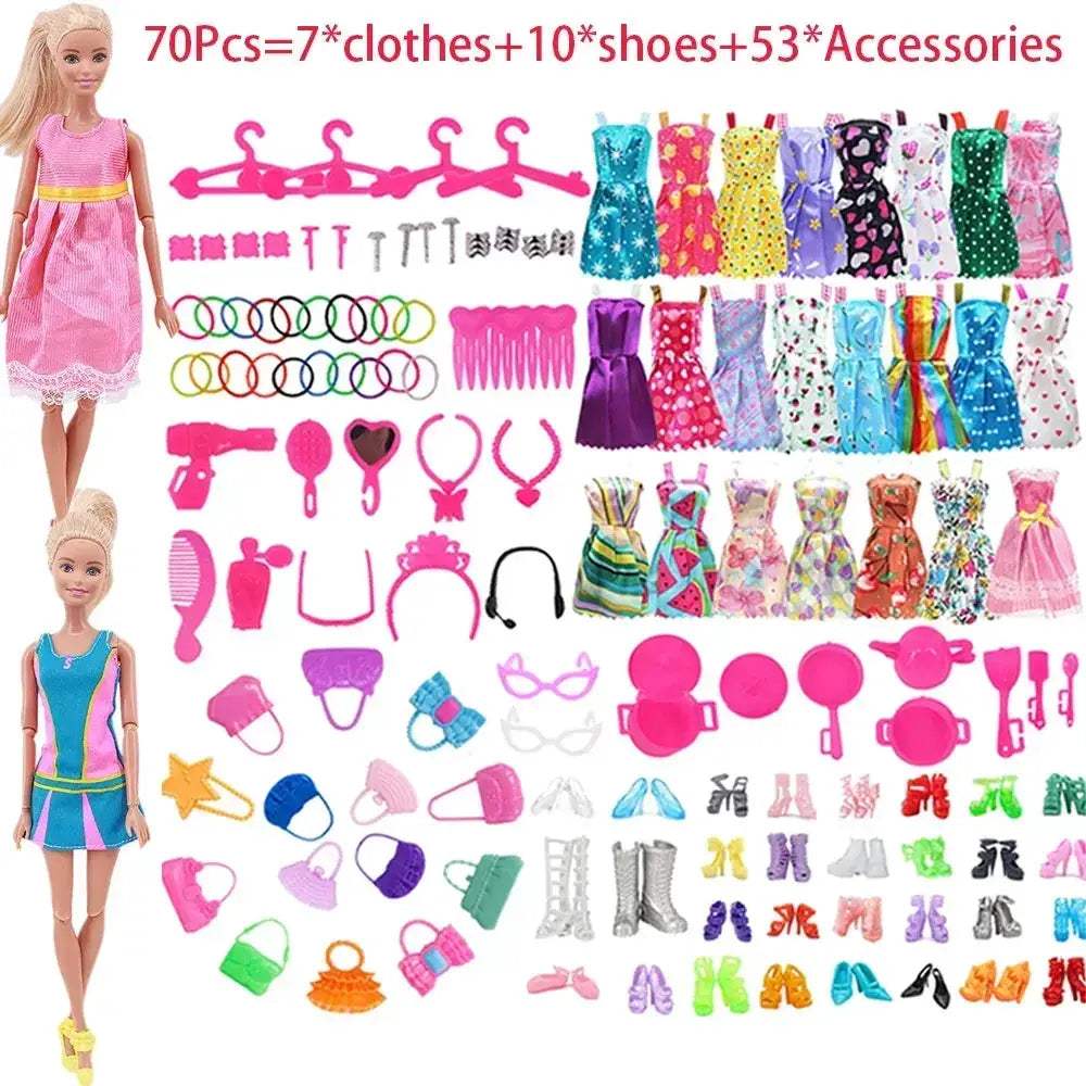 Complete 30cm Doll Accessories Set With Clothes Shoes Jewelry - ToylandEU