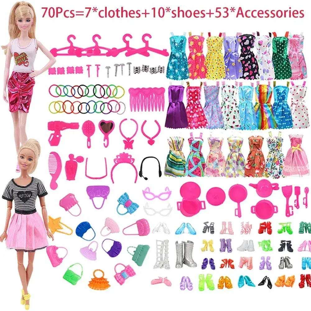 Complete 30cm Doll Accessories Set With Clothes Shoes Jewelry - ToylandEU