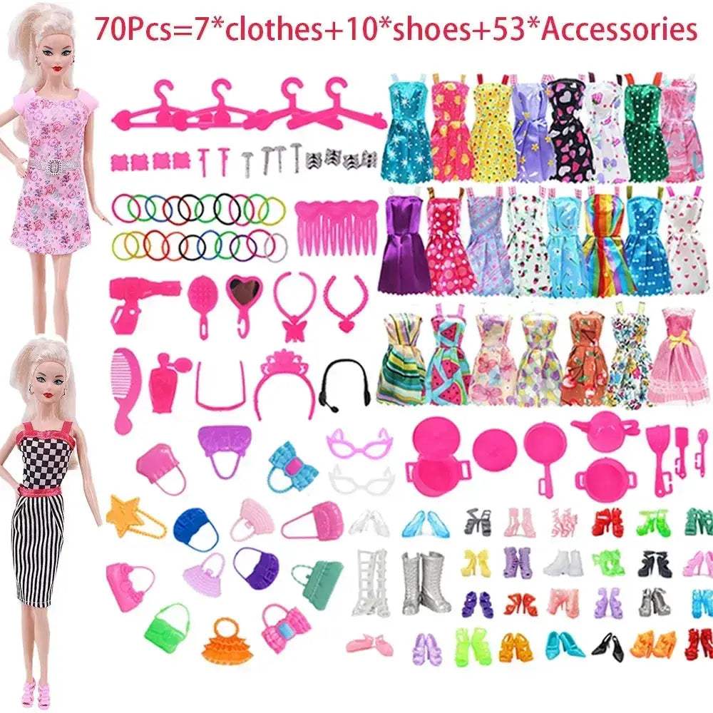 Complete 30cm Doll Accessories Set With Clothes Shoes Jewelry - ToylandEU
