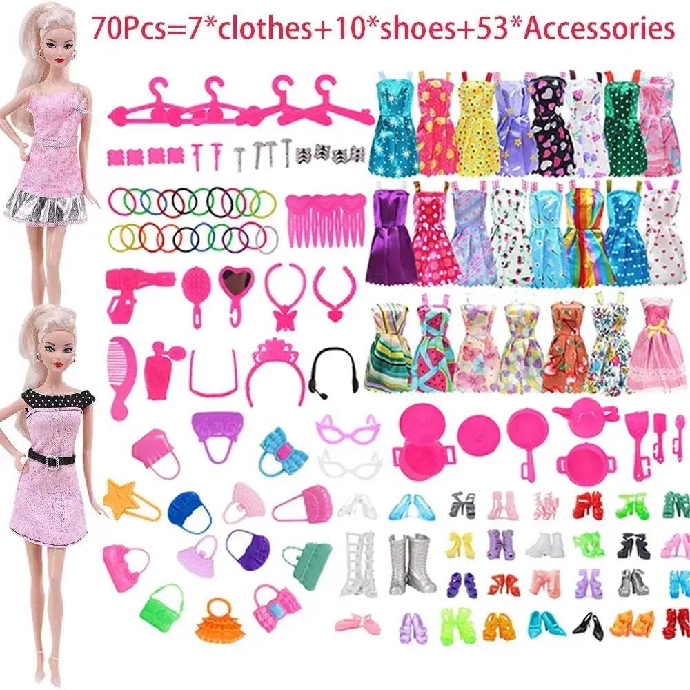 Complete 30cm Doll Accessories Set With Clothes Shoes Jewelry - ToylandEU