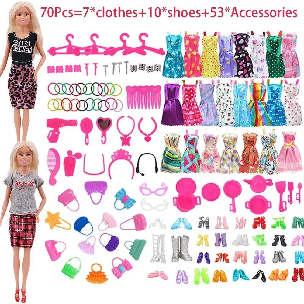 Complete 30cm Doll Accessories Set With Clothes Shoes Jewelry - ToylandEU