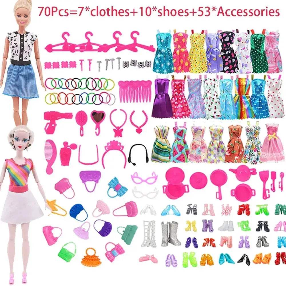Complete 30cm Doll Accessories Set With Clothes Shoes Jewelry - ToylandEU