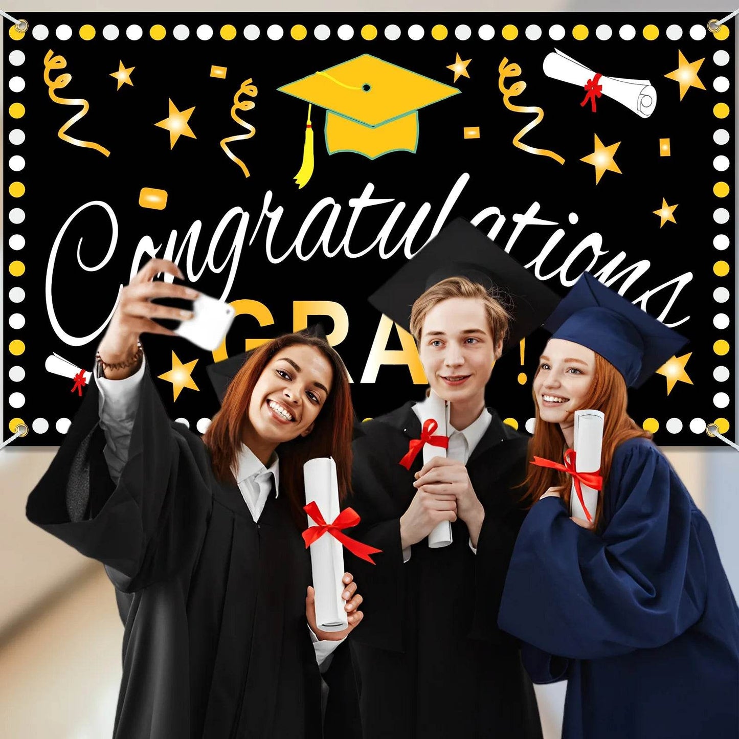 Congrats Grad Graduation Season Banner Hanging Flag Cloth - ToylandEU