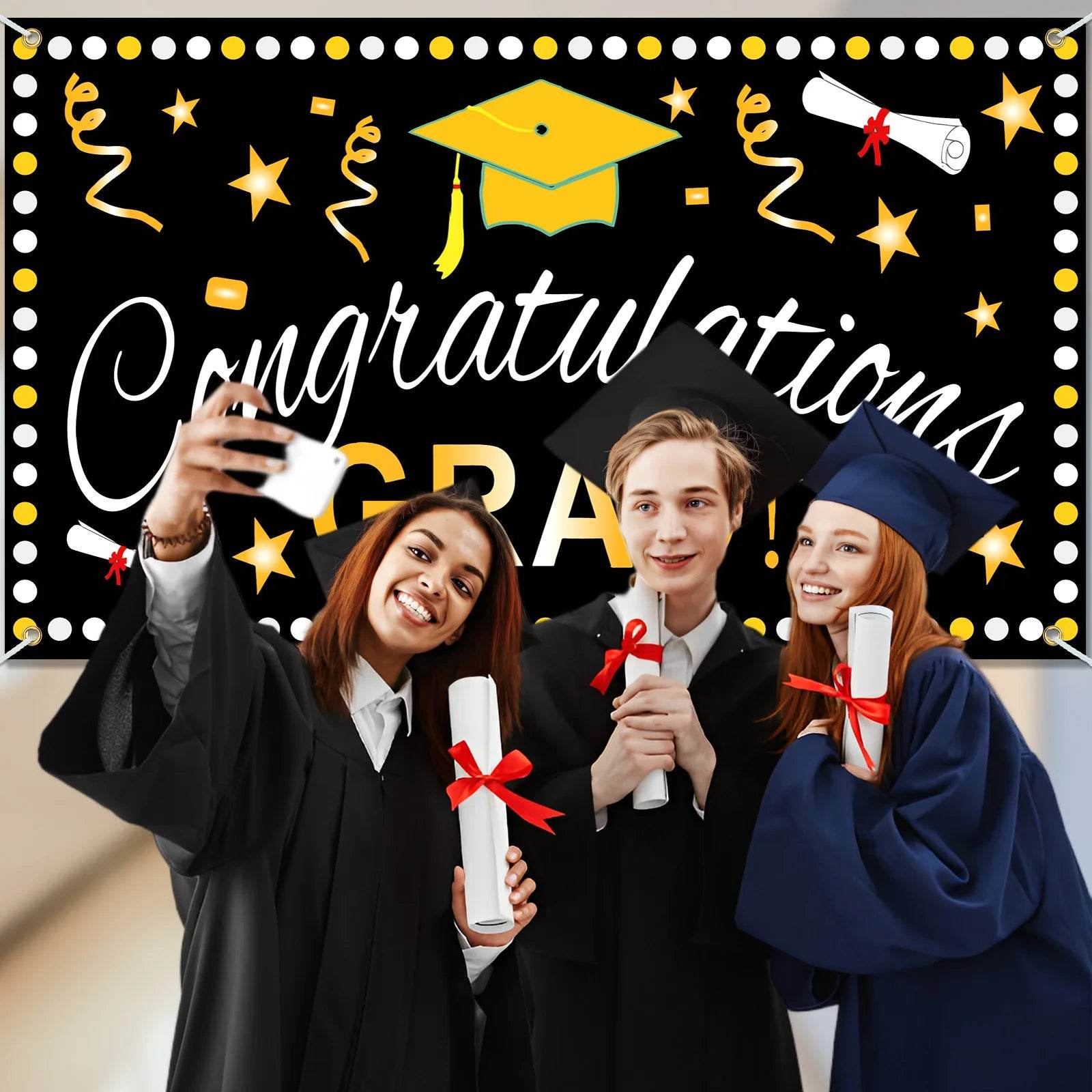 Congrats Grad Graduation Season Banner Hanging Flag Cloth - ToylandEU