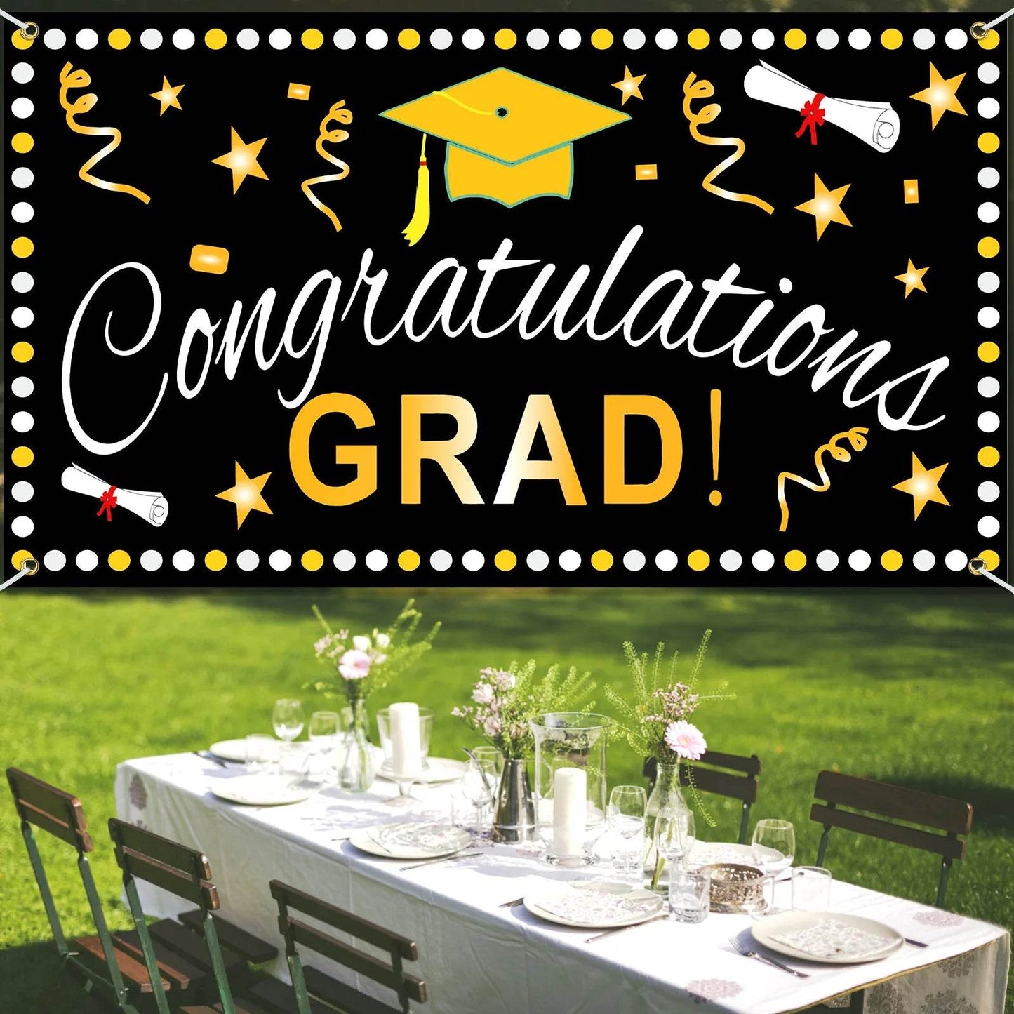 Congrats Grad Graduation Season Banner Hanging Flag Cloth - ToylandEU