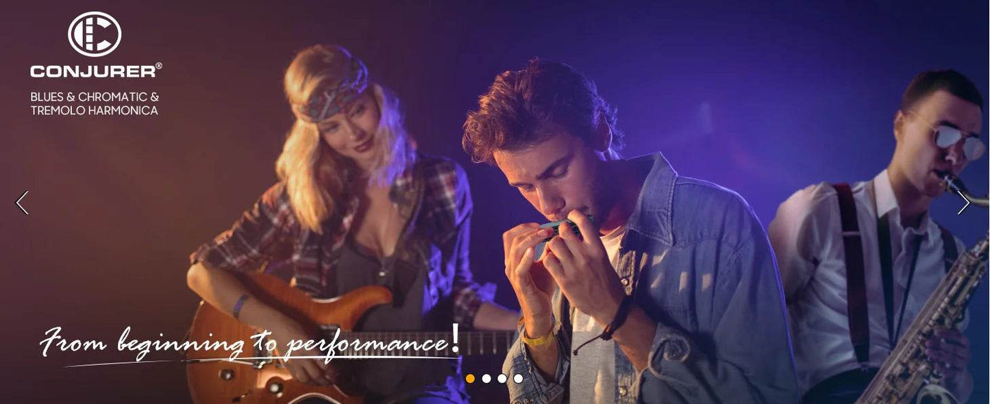 Conjurer 10 Hole Blues Harmonica Set of 7 Keys with Case - ToylandEU