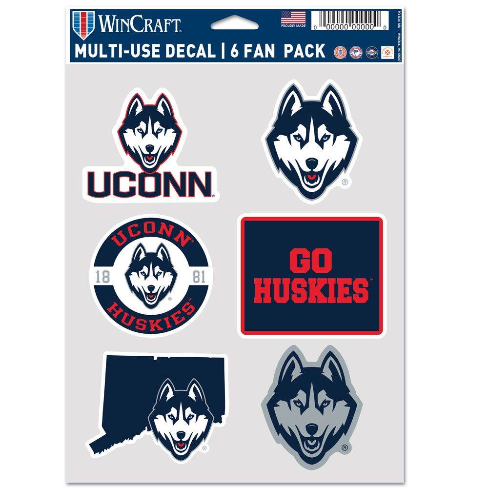Connecticut Huskies Decal Pack Multi Use Fan 6 Pack - ToylandEU