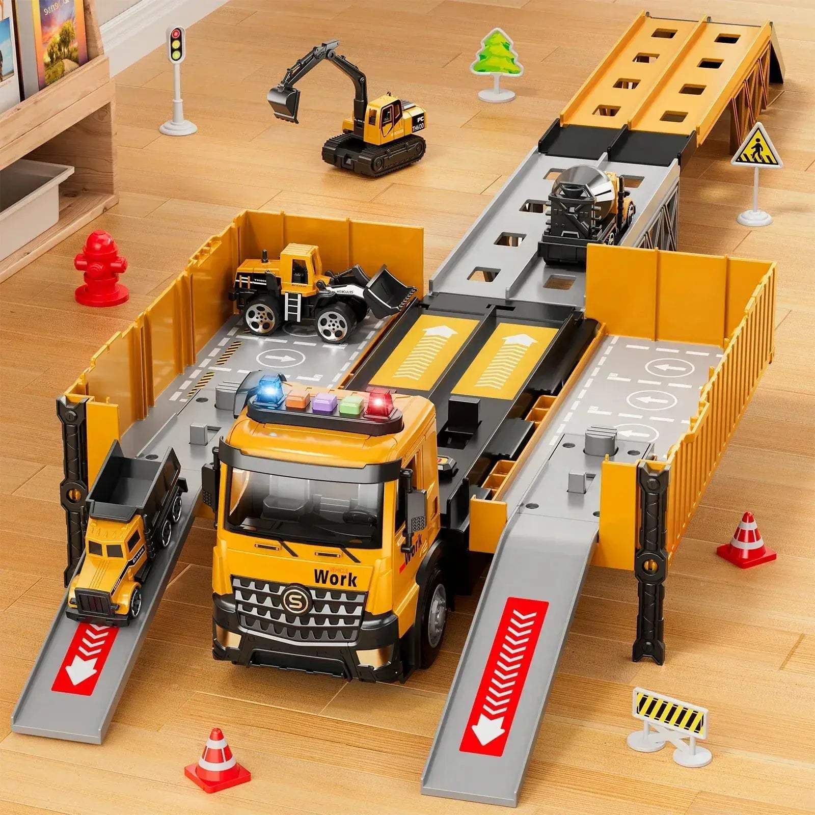  Construction Truck Race Track Set Tower Crane Safe ABS -  ToylandEU™