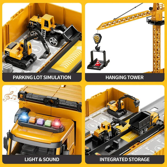Construction Truck Race Track Set With Tower Crane - ToylandEU