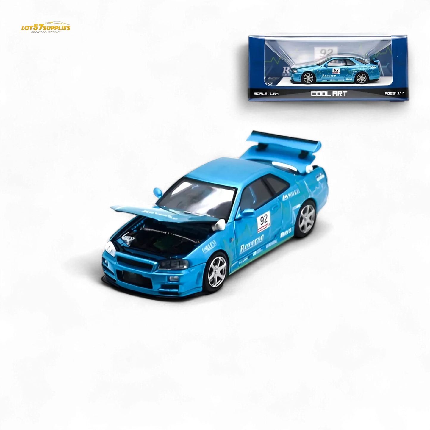 Cool Art Skyline R34 Blue #92 Ordinary 1:64 - ToylandEU