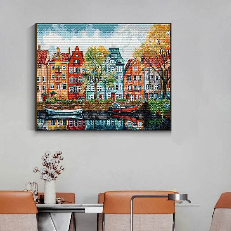 Copenhagen Landscape Cross Stitch Kit by Joy Sunday - DIY 11CT Embroidery Art for Home Decor - ToylandEU