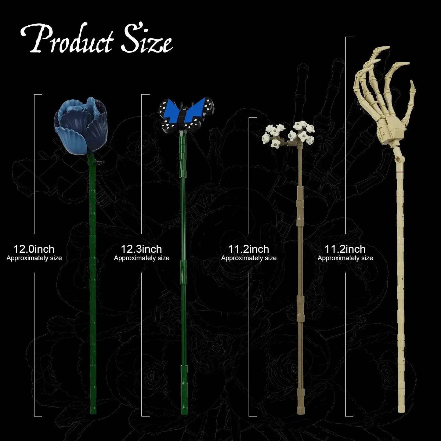 Corpse Bride Blue Roses Lego Compatible Building Blocks Gift - ToylandEU