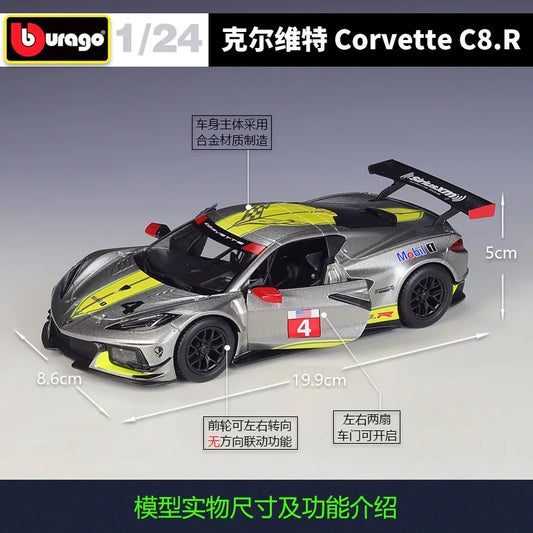  Corvette C8.R Diecast 1:24 Scale Alloy Body Toylandeu™ 