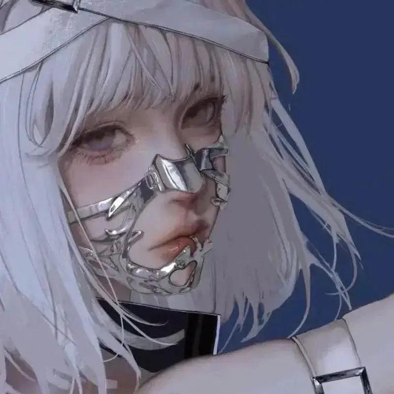  CyberPunk Gothic Hip Hop Mask Irregular Steel Cosplay Mechanical Face Wear Metal Alien Fluid Ornament Cool Street Jewelry Gift -  ToylandEU™