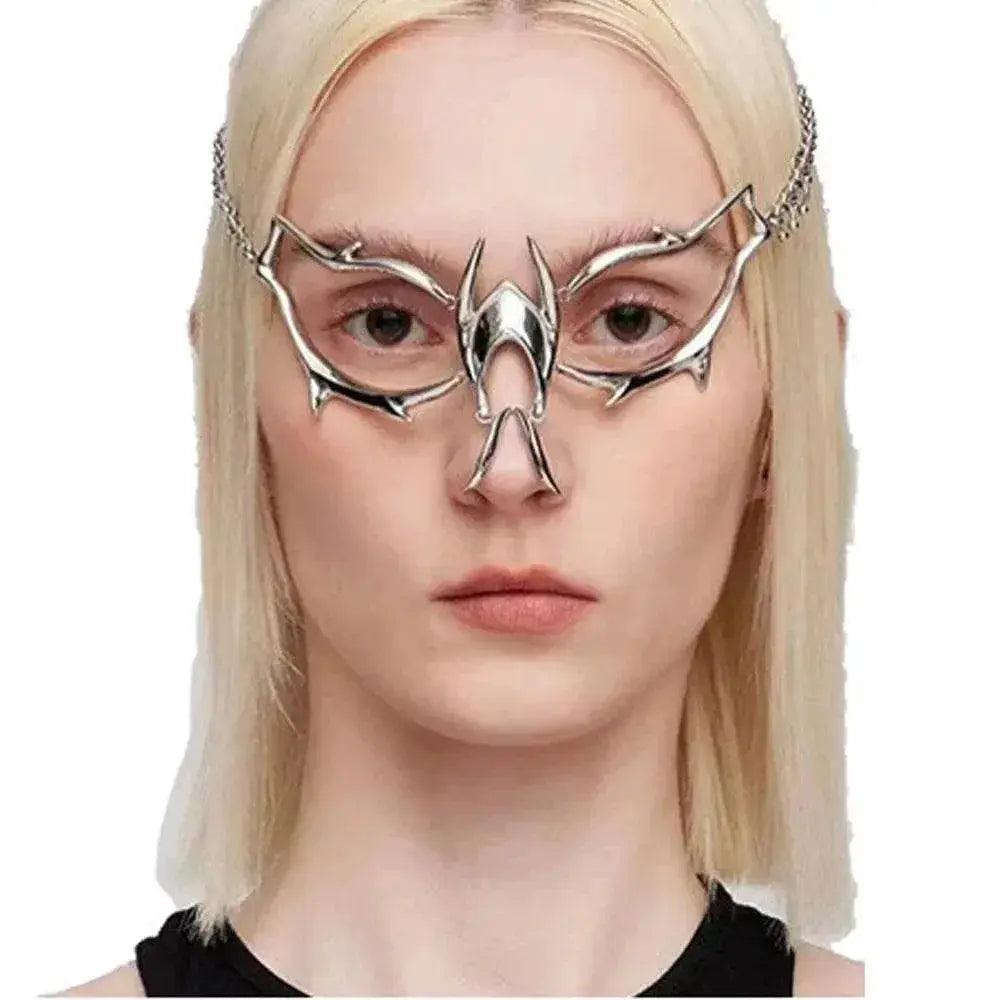  CyberPunk Gothic Hip Hop Mask Irregular Steel Cosplay Mechanical Face Wear Metal Alien Fluid Ornament Cool Street Jewelry Gift -  ToylandEU™