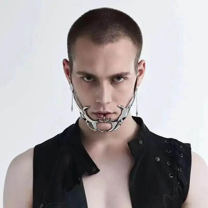  CyberPunk Gothic Hip Hop Mask Irregular Steel Cosplay Mechanical Face Wear Metal Alien Fluid Ornament Cool Street Jewelry Gift -  ToylandEU™