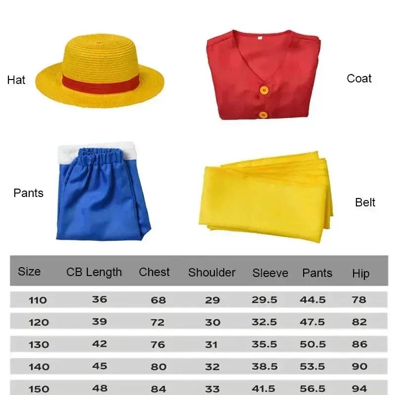  Kids Luffy Cosplay Costume With Straw Hat Full Set -  ToylandEU™