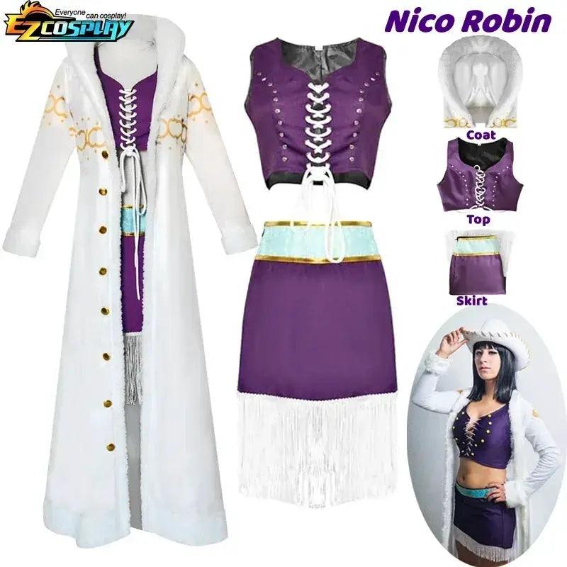  Nico Robin One Piece Cosplay Costume Purple Fur Cloak -  ToylandEU™