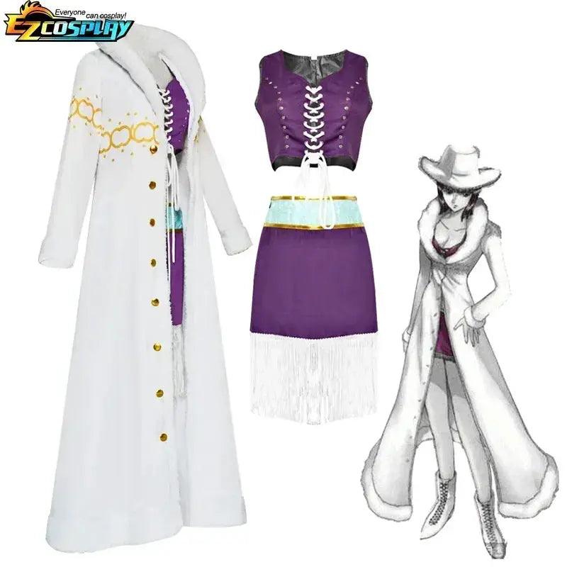  Nico Robin One Piece Cosplay Costume Purple Fur Cloak -  ToylandEU™