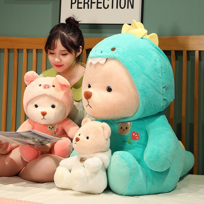 Cosplay Pink Pig Dinosaur Teddy Bear Plush Toy Stuffed  Animsl - ToylandEU