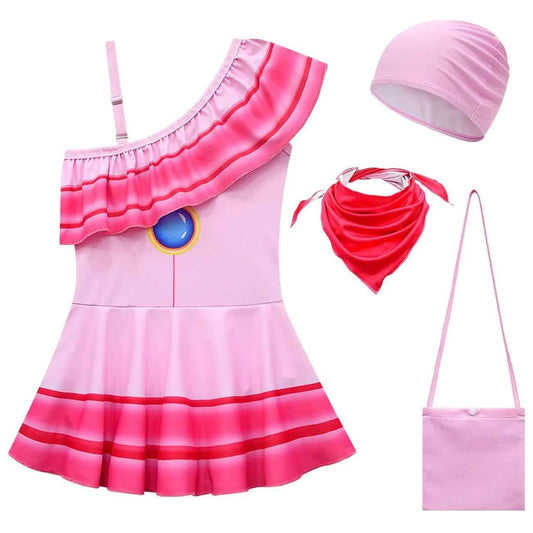Cossky Girls' Princess Peach Cosplay Swim Dress - Perfect Swimwear for Halloween & Carnivals - ToylandEU