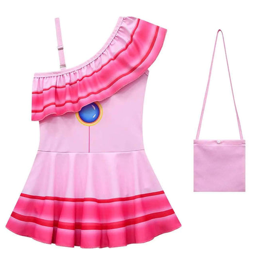 Cossky Girls' Princess Peach Cosplay Swim Dress - Perfect Swimwear for Halloween & Carnivals - ToylandEU