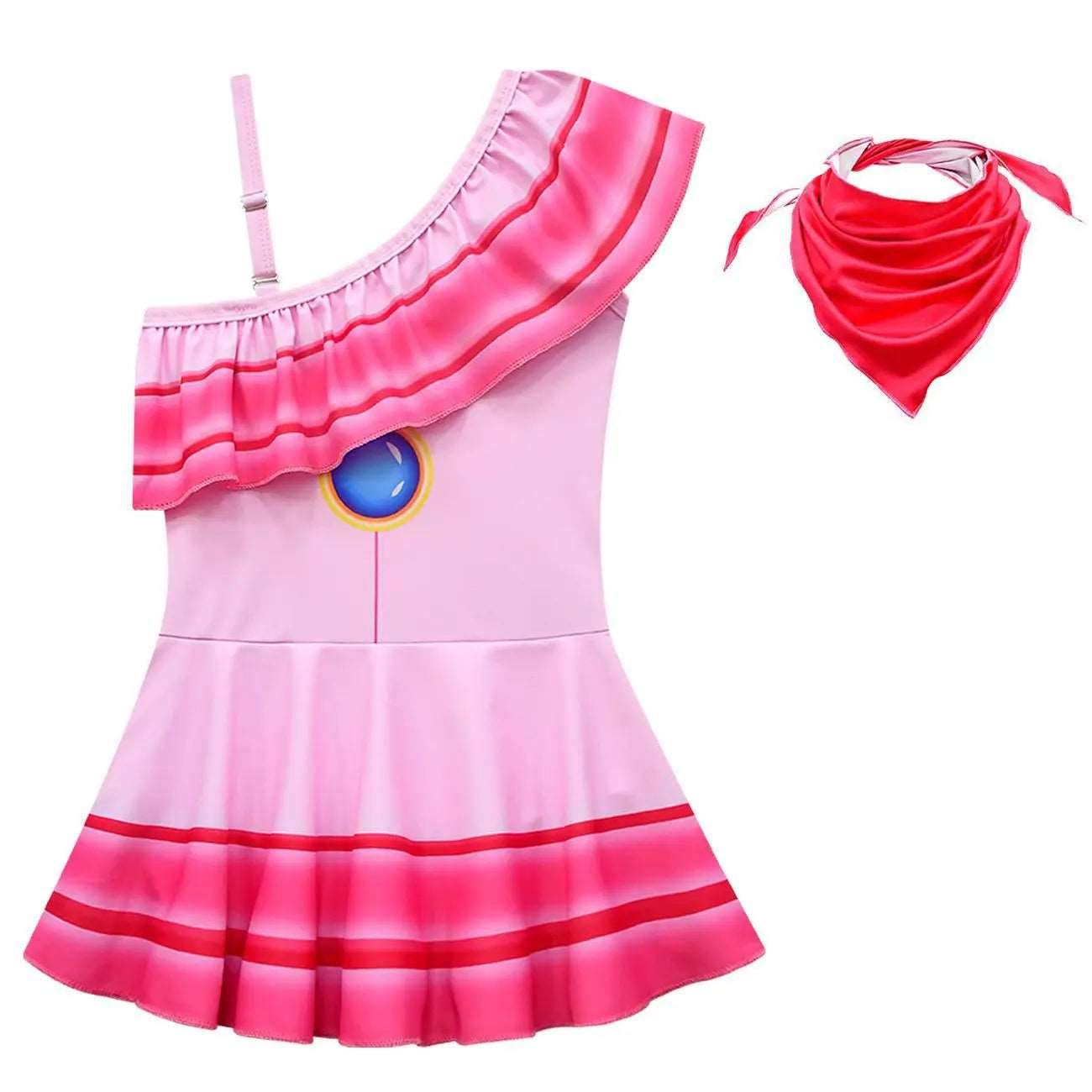 Cossky Girls' Princess Peach Cosplay Swim Dress - Perfect Swimwear for Halloween & Carnivals - ToylandEU