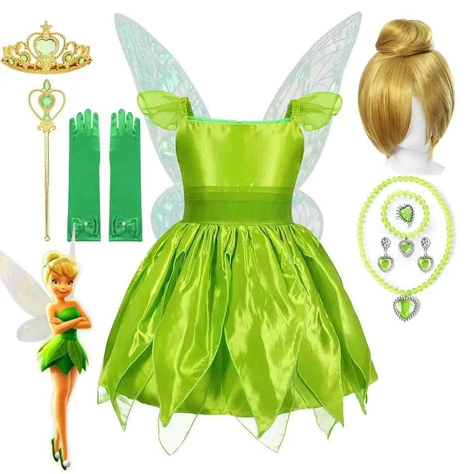 Magical Tinkerbell & Tiana Fairy Princess Dress with Wings for Girls -  ToylandEU™