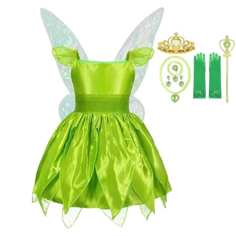  Magical Tinkerbell & Tiana Fairy Princess Dress with Wings for Girls -  ToylandEU™