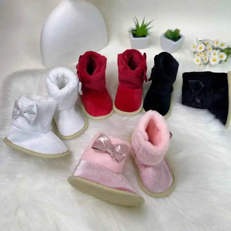 Cotton Baby Girl Bow Boots - Soft and Fluffy Winter Preschool Footwear (0-18 Months) - ToylandEU