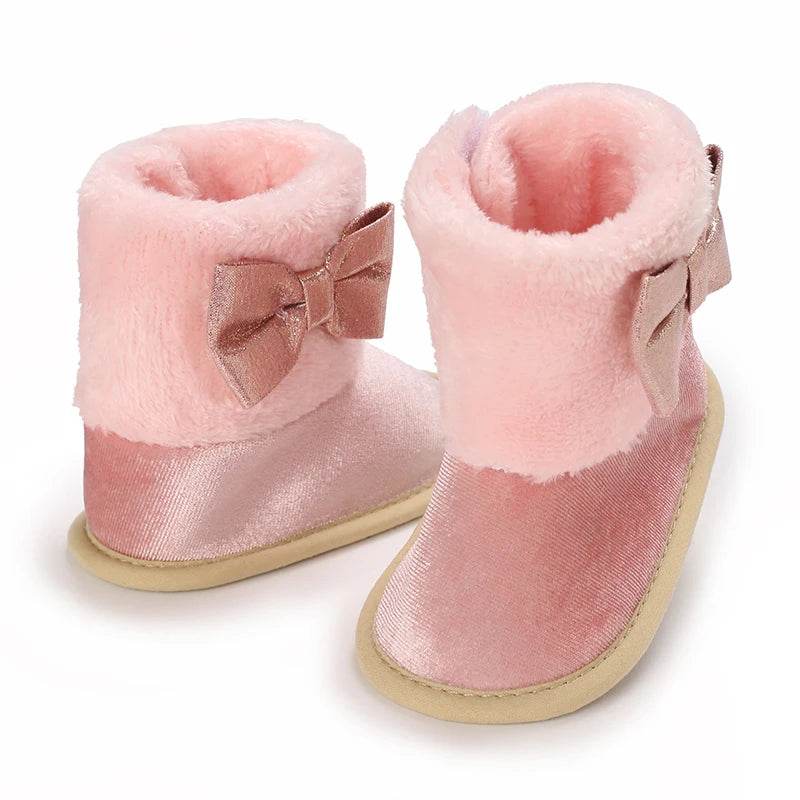 Cotton Baby Girl Bow Boots - Soft and Fluffy Winter Preschool Footwear (0-18 Months) - ToylandEU