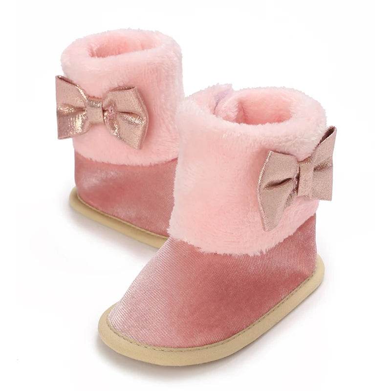 Cotton Baby Girl Bow Boots - Soft and Fluffy Winter Preschool Footwear (0-18 Months) - ToylandEU