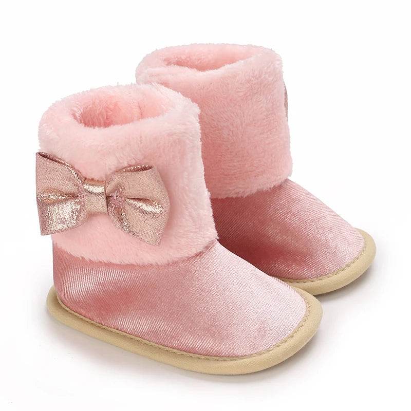 Cotton Baby Girl Bow Boots - Soft and Fluffy Winter Preschool Footwear (0-18 Months) - ToylandEU