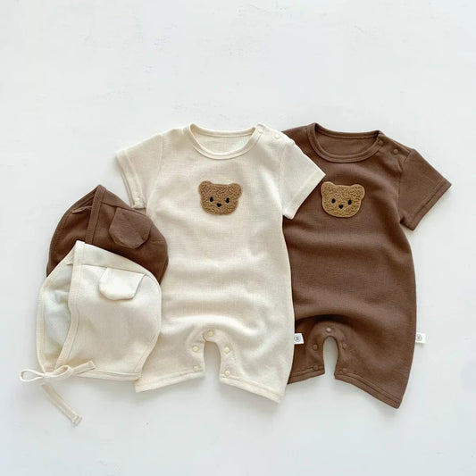 Cotton Baby Romper Set With Hat Unisex Summer Comfort - ToylandEU
