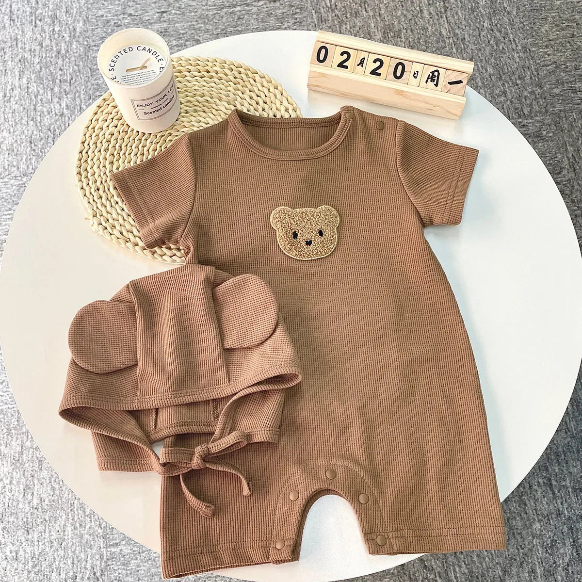 Cotton Baby Romper Set With Hat Unisex Summer Comfort - ToylandEU