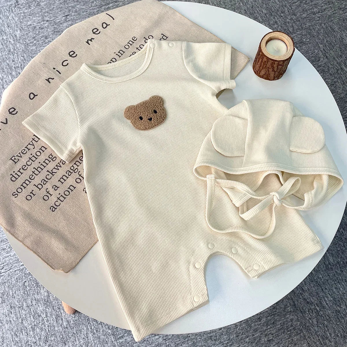 Cotton Baby Romper Set With Hat Unisex Summer Comfort - ToylandEU