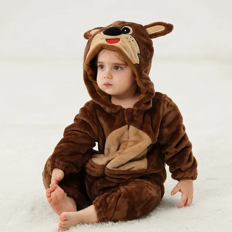 Cotton Hooded Baby Romper Jumpsuit For Newborns Warm Sleepwear - ToylandEU