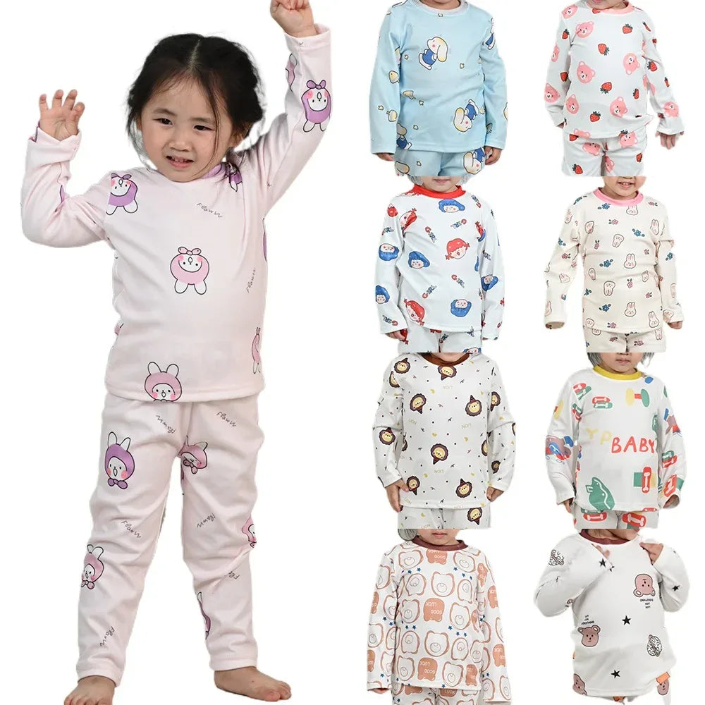 Cotton Kids Pajama Set Cartoon Sleepwear Velvet Comfort - ToylandEU
